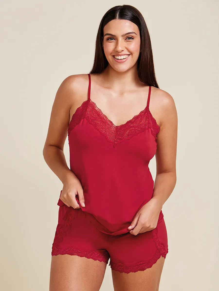 Short Doll Alças Finas Em Renda E Microfibra Love Stories Vermelho Zaire