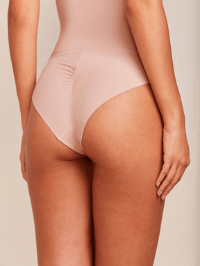 Body Alças Finas Em Microfibra Bege Ballet