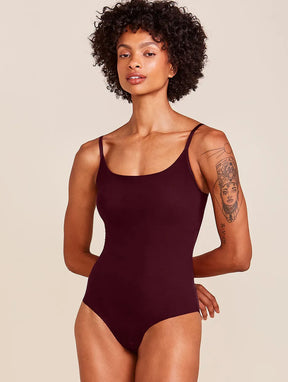 Body Alças Finas Em Microfibra Vinho Bordo