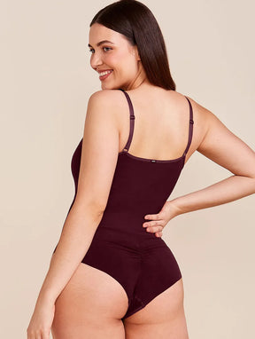 Body Alças Finas Em Microfibra Vinho Bordo