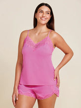 Short Doll Alças Finas Em Microfibra E Renda Love Stories Rosa Energia