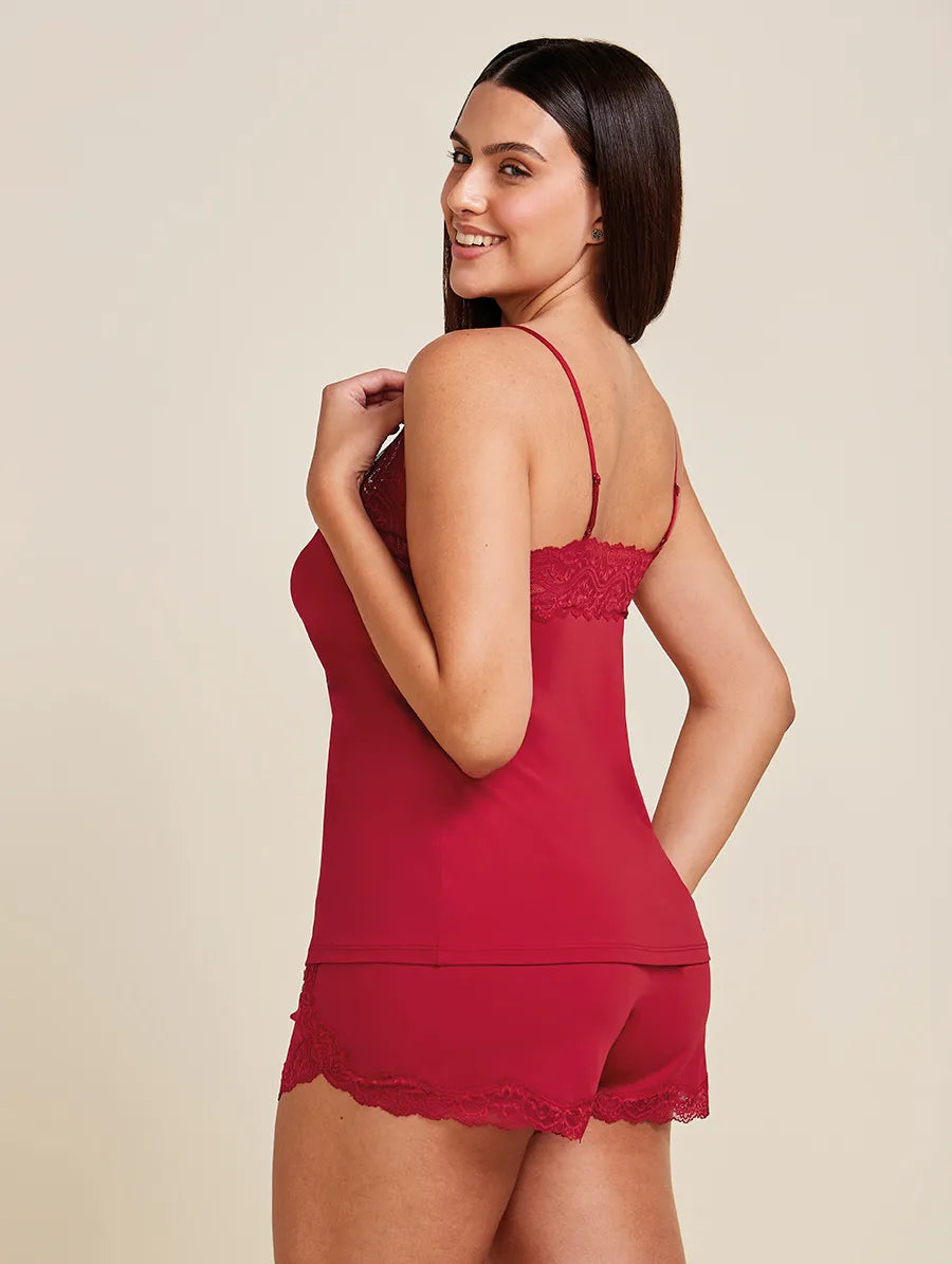 Short Doll Alças Finas Em Renda E Microfibra Love Stories Vermelho Zaire