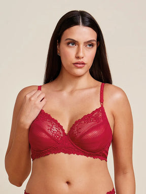 Sutiã Meia-taça Sem Bojo Em Renda Na Sua Medida - Taça Vermelho Zaire