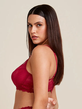 Sutiã Meia-taça Sem Bojo Em Renda Na Sua Medida - Taça Vermelho Zaire