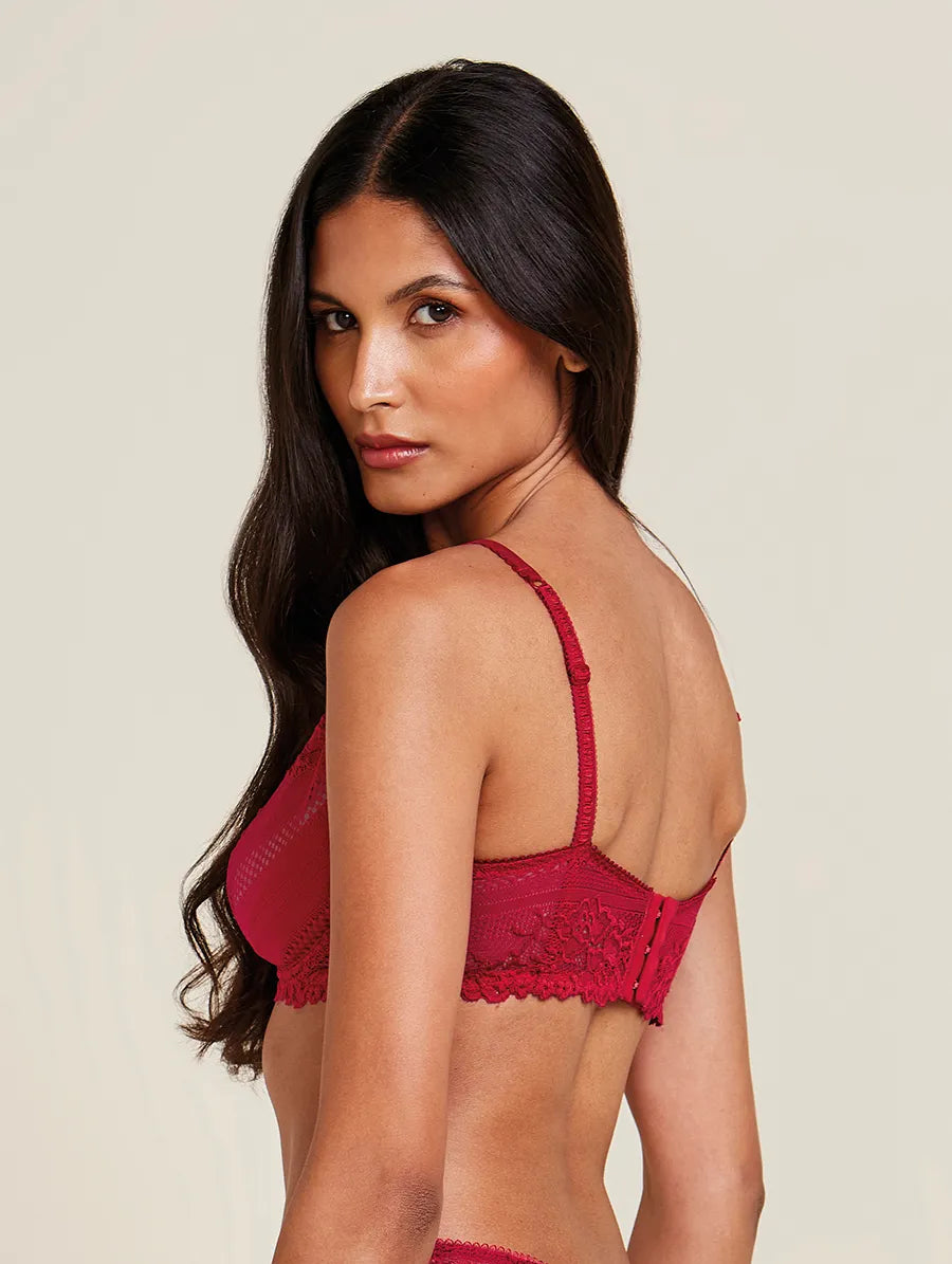 Sutiã Triângulo Com Aro Em Renda Vermelho Zaire