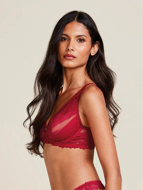 Sutiã Triângulo Com Aro Em Renda Vermelho Zaire